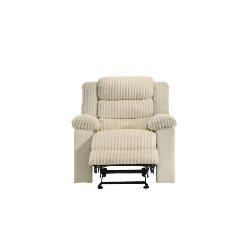 Haven Manual Reclining Armchair with Plush Corduroy Cushioned Support, Beige Corduroy/Velvet