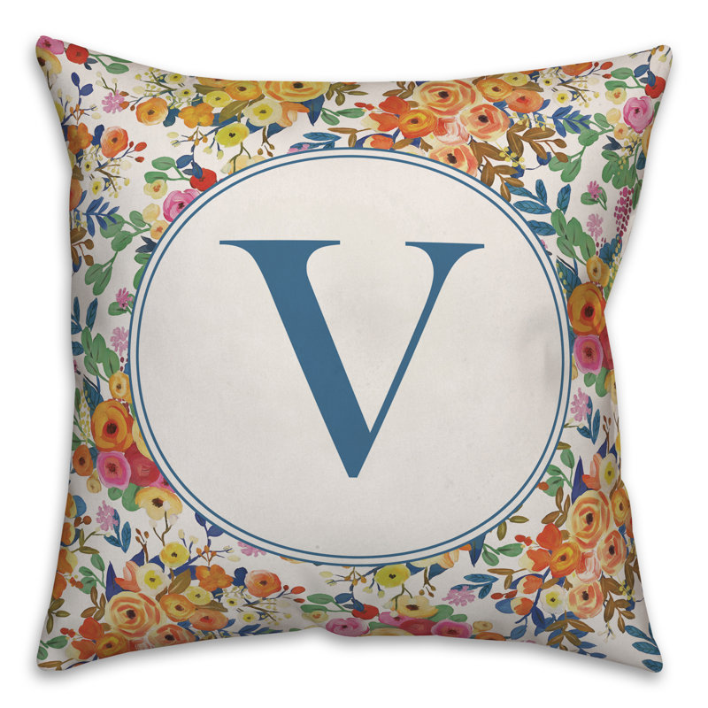 Floral Reversible Throw Pillow, V
