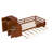Twin Size Wood Platform Bed With Sample Bookshelf And Movable Wardrobe, Multifunctional Bed With Built-In Trundle Bed-1327775854