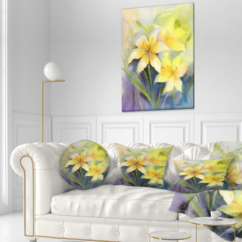 Coussin lombaire floral lily painting aquarelle