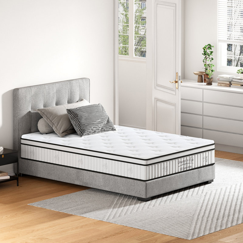 Matelas pour lit simple, matelas hybride de 12 pouces, ressorts ensachés individuellement, fermeté moyenne