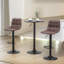 Akerra 2PC Brown Swivel Adjustable Height Bar Stools, Kitchen Chair, Vegan Leather, Barstool