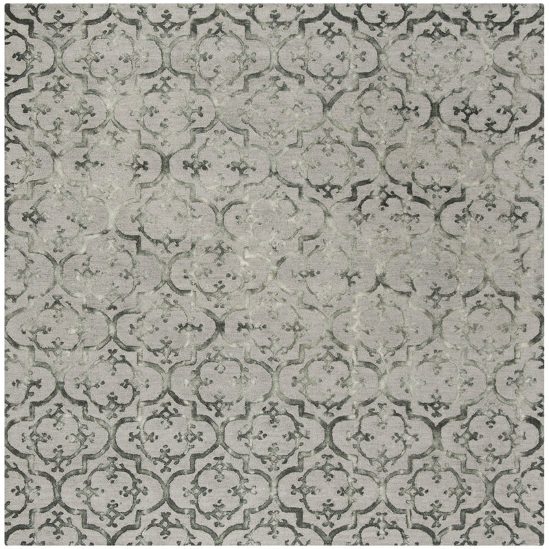 Oakton Hand Tufted Wool Floral Rug, Square 7'