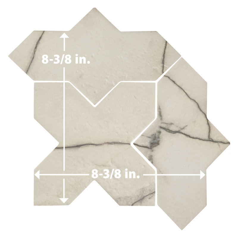 Istanbul Templar Shield With Cross 8-3/8 In. X 8-3/8 In. Porcelain Floor And Wall Tile Kit, White/Gray