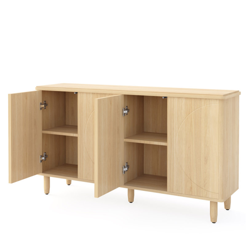 Buffet 59,74 "moderne en noyer avec rangement, Noyer