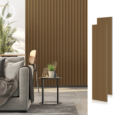 2pcs x "106 x 20.5" 3D Acoustic/Soundproof Wood Slat Wall Panels (set of 2/30.2 sq. ft.)