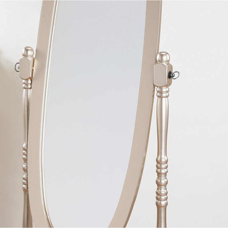 Miroir de plancher traditionnel en bois de style reine Anna, finition dorée, Doré