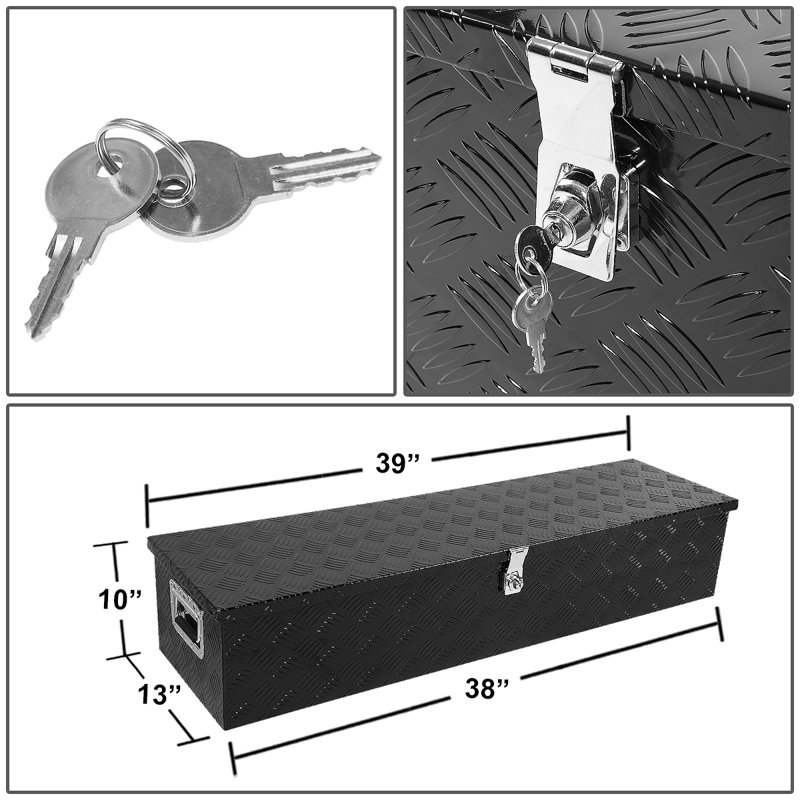 Boîte à outils de rangement pour camion, Noir