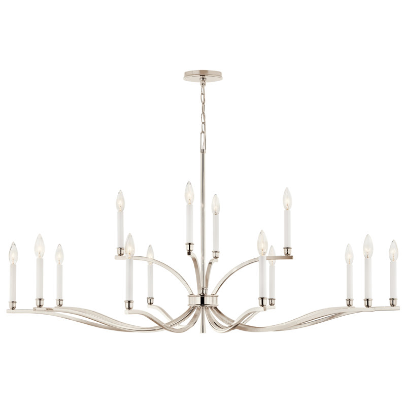 Lustre 14 lumières , Nickel poli