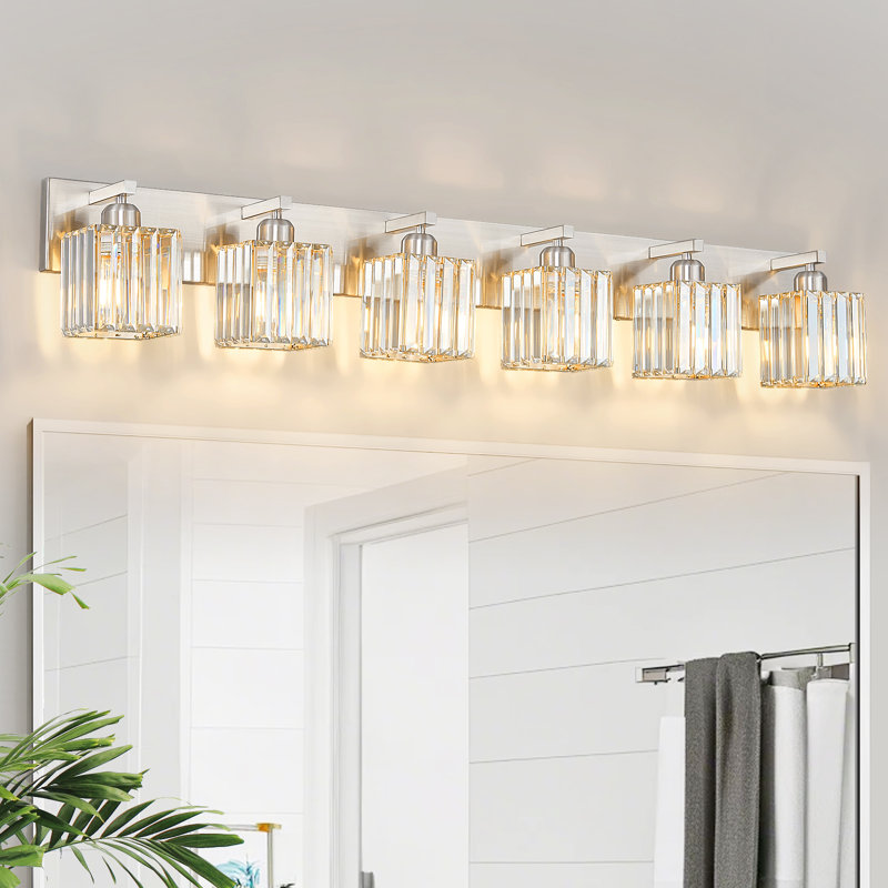 Éclairage pour meuble-lavabo à intensité variable Lanceton, Six lumières, Nickel sablé