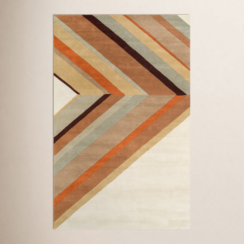 Tapis brun / beige en laine touffeté à la main, Rectangle 9 pi x 12 pi