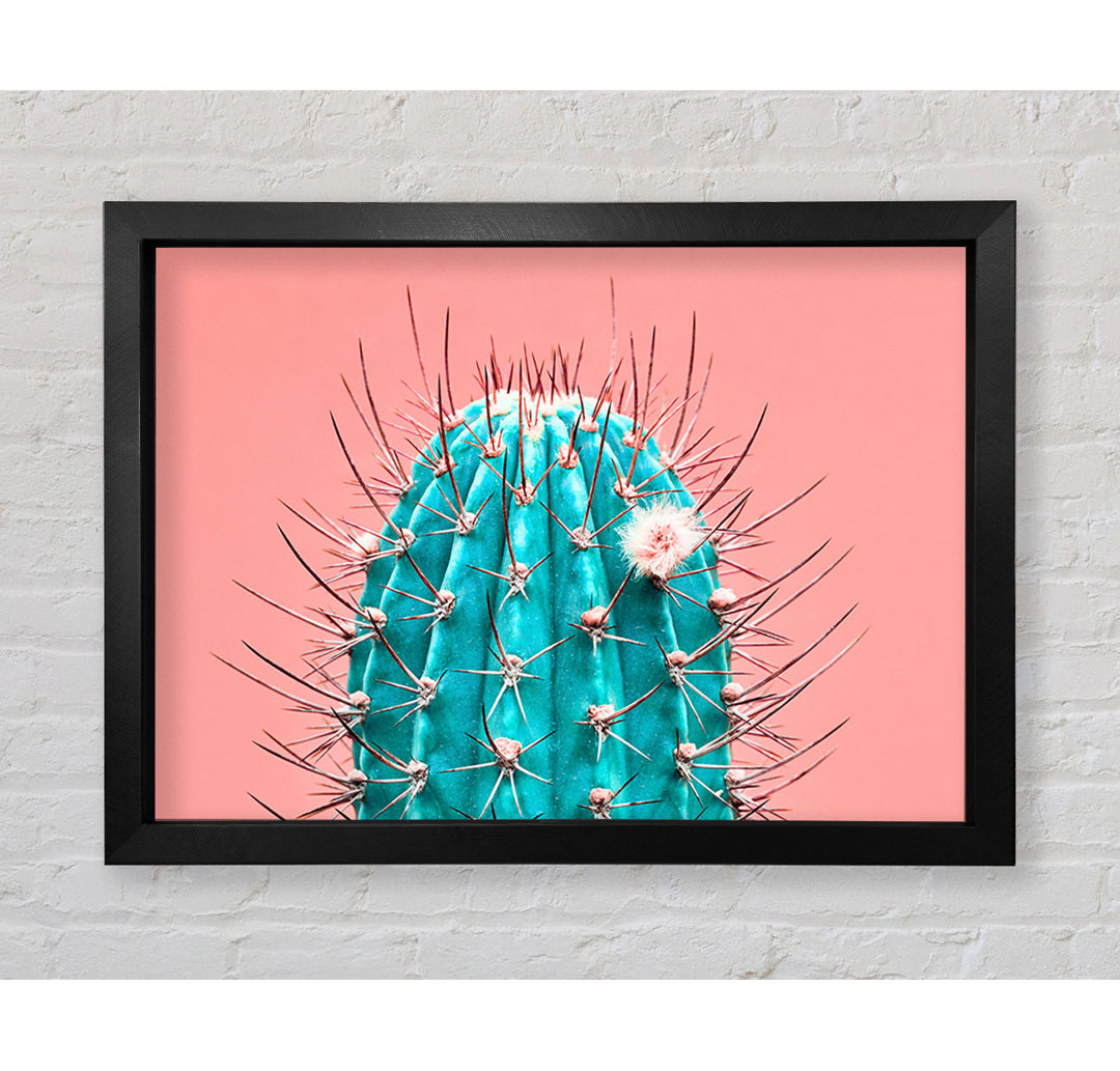 Teal Cactus - Einzelner Bilderrahmen Kunstdrucke