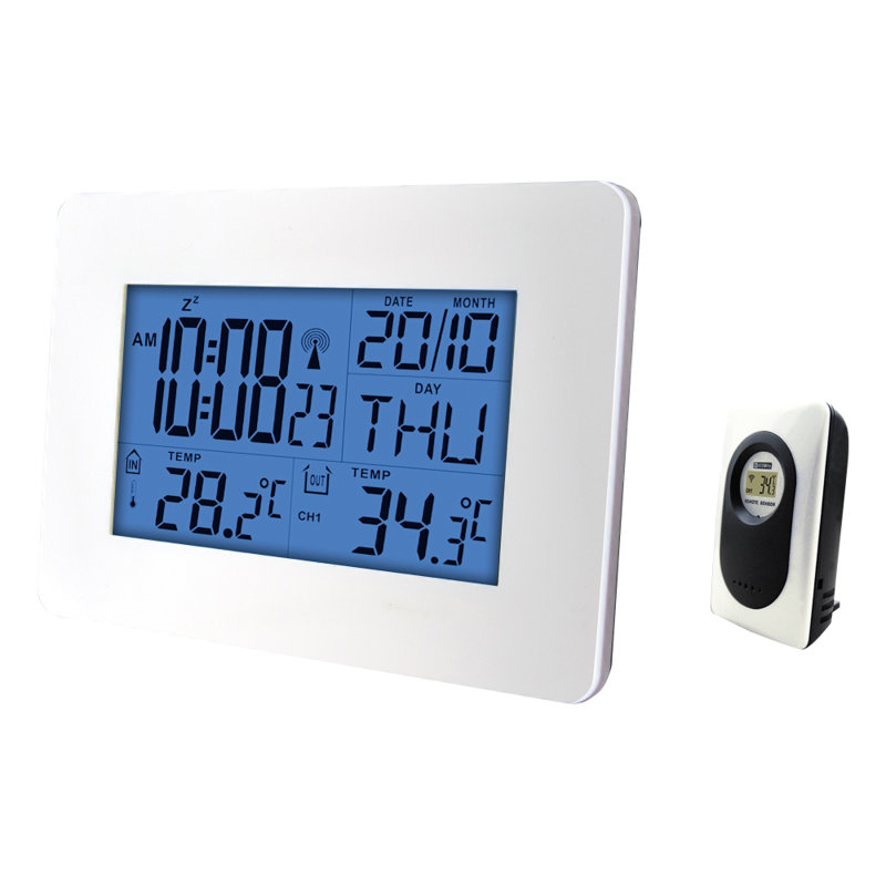 Digital Alarm Tabletop Clock, Blue/White