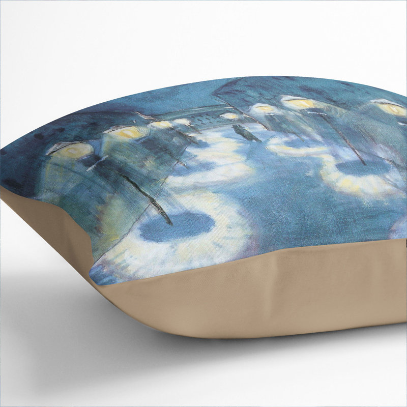 Night Road Square Throw Cushion, 40cm H x 40cm W x 15cm D, Stone