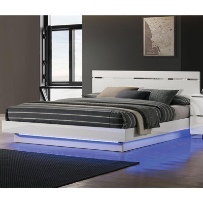 Wooden  Bed With Embedded LED Light