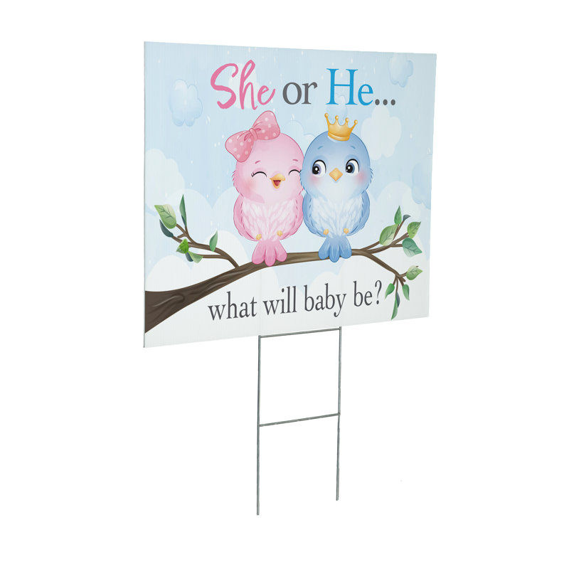 Enseigne de genre rose, bleu, oiseaux