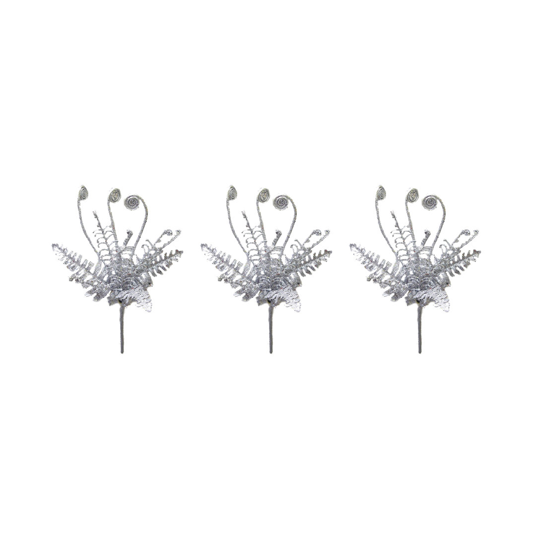 Glitter Grass Bush Christmas Spray Pick (Set of 3) The Holiday Aisle® 