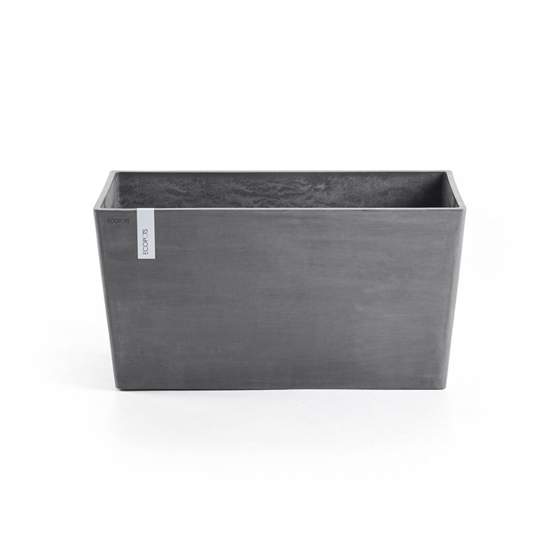 Ecopots Paris Indoor/Outdoor Modern Recycled Plastic Flower Pot Planter, Gray, 15" H x 16.5" W x 31.5" D