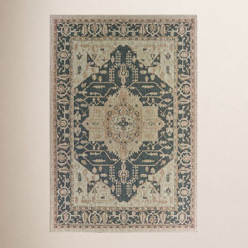 Crawford Dark Blue/Gray Indoor/Outdoor Rug, Rectangle 7'10" x 10'