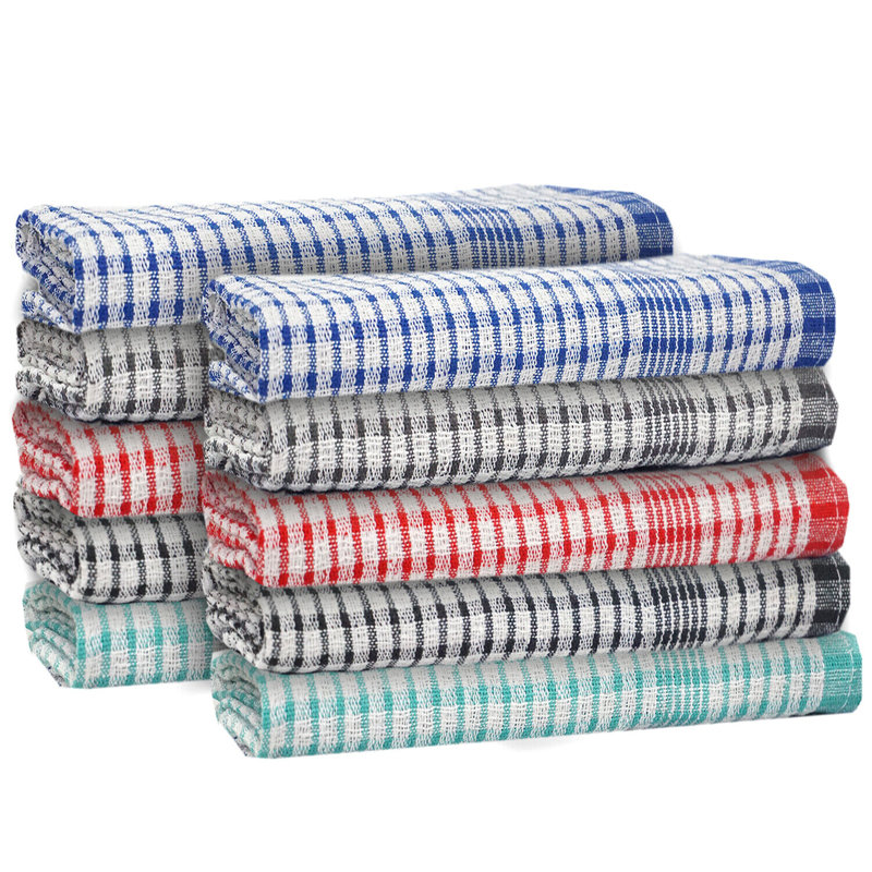 Cotton Stripe Jacquard Tea Towel Kitchen Towel, Blue/Black/Red/Green
