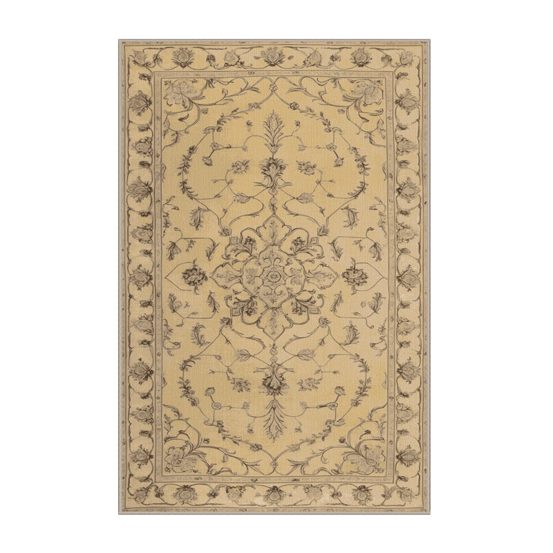 Tapis brun Tabriz lavable à la machine, Rectangulaire 8 pi x 12 pi