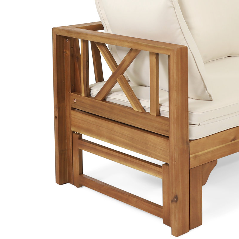 Lit de jour Rustic Terrace - Bois et eau - Déversement extérieur de style coussin de siège -
