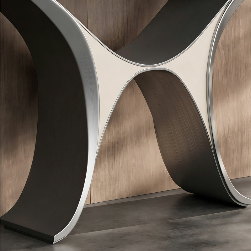 Console en pierre frittée légère de style luxueux, H 33,4 po x l 54,3 po x P 13,7 po, Blanc / Gris