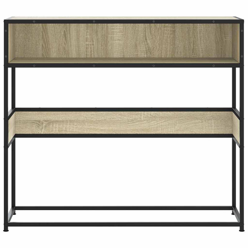 Console Table Black 90X35x80 Cm Engineered Wood, Brown Oak
