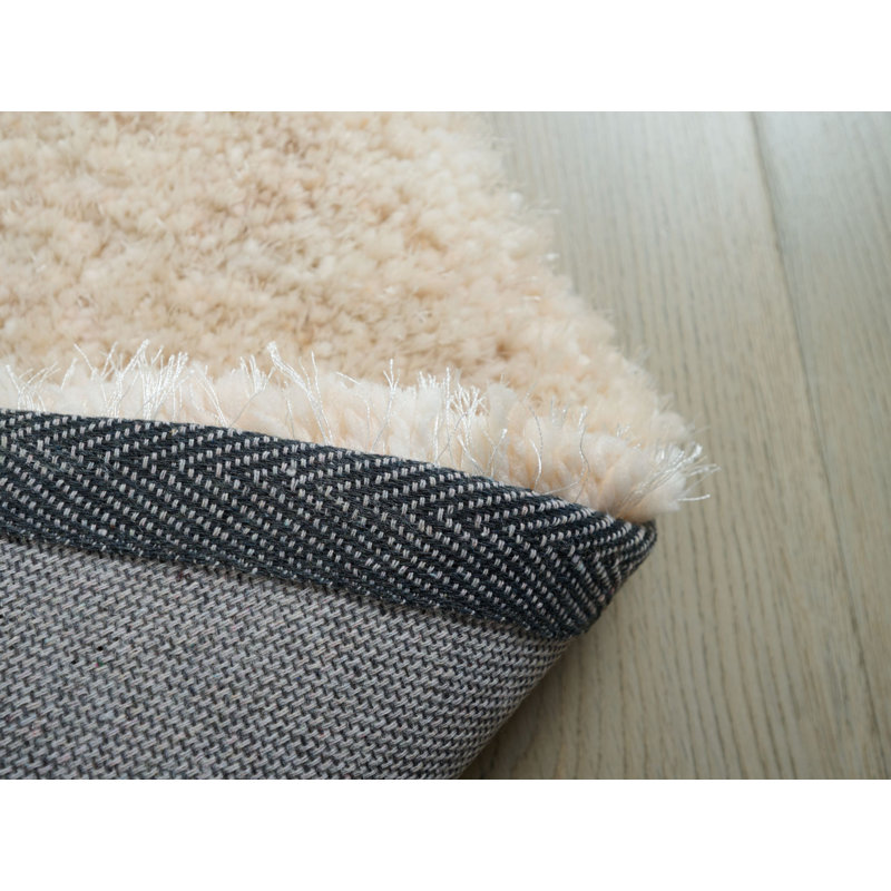 Tapis beige épais tissé à la main Sav, Rond 7 pi