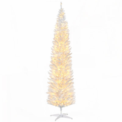 8' Tall Pre-Lit Slim Noble Fir Artificial Christmas Tree