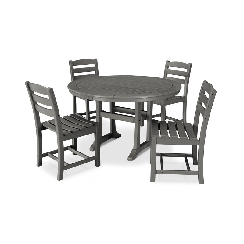 POLYWOOD La Casa Café 5-Piece Side Chair Dining Set, Slate Gray