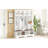 Farmhouse 59"W Wide Hall Tree With 8 Hooks, Practical Entryway Bench With Open Compartments, 76.7"H Modern 3-In-1 Wooden Style Coat And Shoe Rack For Mudroom, Living Room, White-958223875