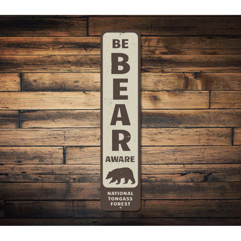 Plaque en aluminium Be Bear Aware, H 4 po x l 18 po x P 0,04 po