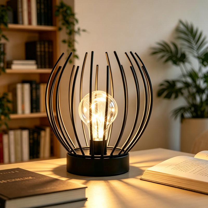 18.5cm Metal LED Battery Powered Table Lamp Indoor Outdoor Cordless Lantern Nightlight
