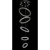 13-Light Chrome LED Chandelier With Five Crystal Rings