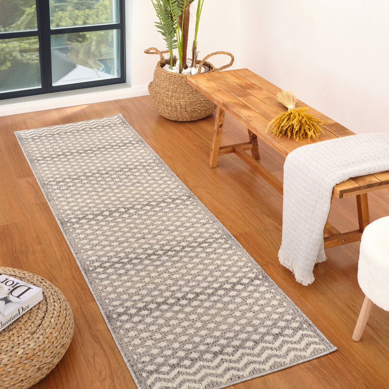 Tapis d'intérieur marocain beige., Tapis de couloir 2 pi 3 po x 8 pi