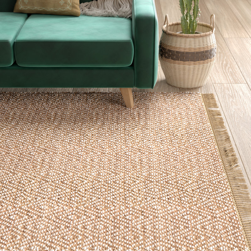 Tapis naturel tressé à la main à motif géométrique, Rectangulaire 6 pi 1 po x 9 pi