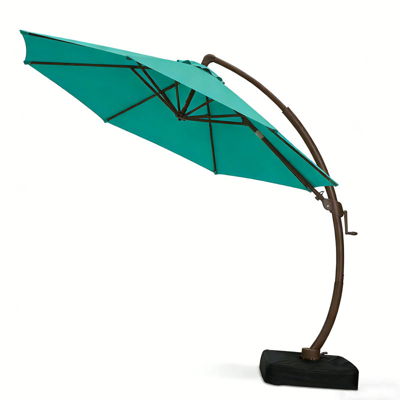  Parasol de patio en porte-à-faux 11 pi avec base incluse, Bleu