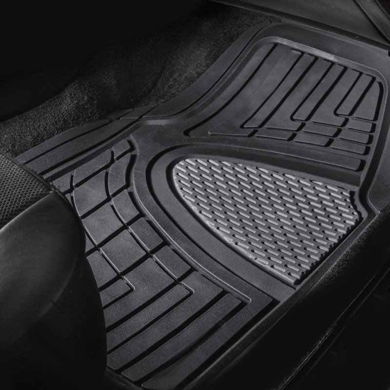 Trimmable ClimaProof Heavy Duty Tall Channel Non-Slip Rubber Floor Mats Full Set, Gray