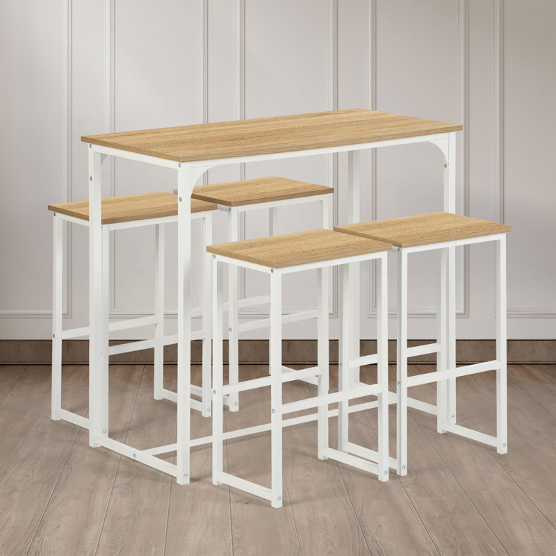 Acord 4 - Person Counter Height Dining Set, White/Beech