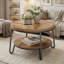 Table basse ronde 32 po avec tablettes de rangement à 2 niveaux Mia