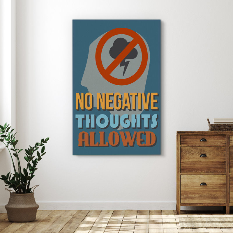 Aucune pensée négative permise sur toile, H 36 po x l 24 po x P 1,5 po