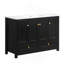 Meuble-lavabo noir 48 po avec lavabo en résine, armoire de rangement abondante - 4 portes à fermeture douce et 2 tiroirs