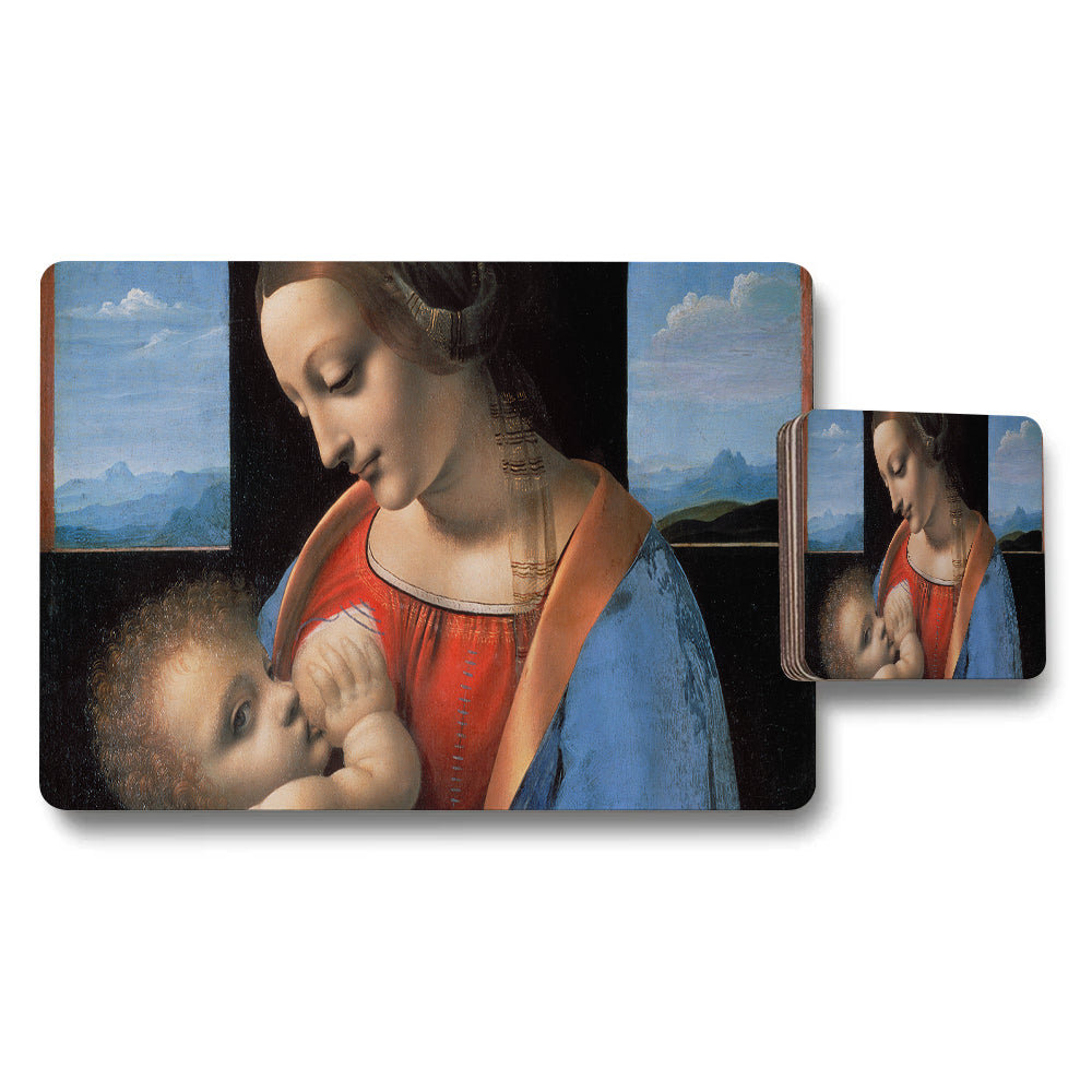 Mona Lisa Inspired Placemats And Coaster Set For Dining Table