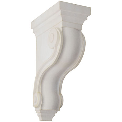 3 3/8"W x 6 1/2"D x 10 1/2"H Boston Traditional Scroll Wood Vintage Decor Corbel, Chalk Dust White