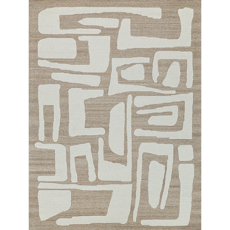 Exquisite Rugs Carmel Handmade Hand-Tufted New Zealand Wool On Canvas Camel/Ivory Area Rug, Rectangle 10' x 14'