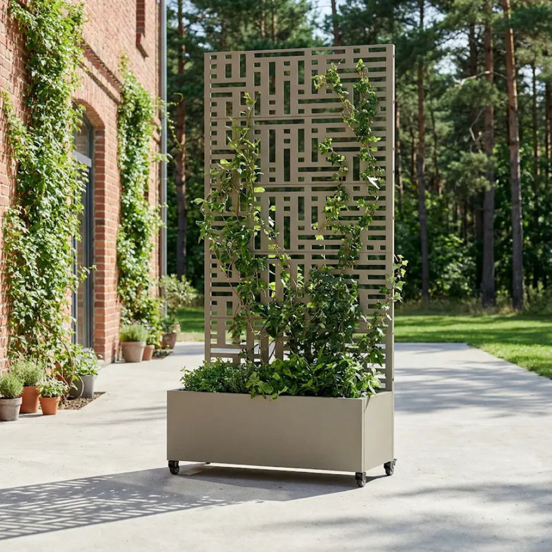 Metal Planter, Grey, 182.9cm H x 88.9cm W x 40.6cm D