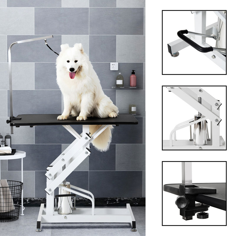 30'' H x 42.5'' W x 23.6'' D Metal Adjustable and Foldable Hydraulic Grooming Table