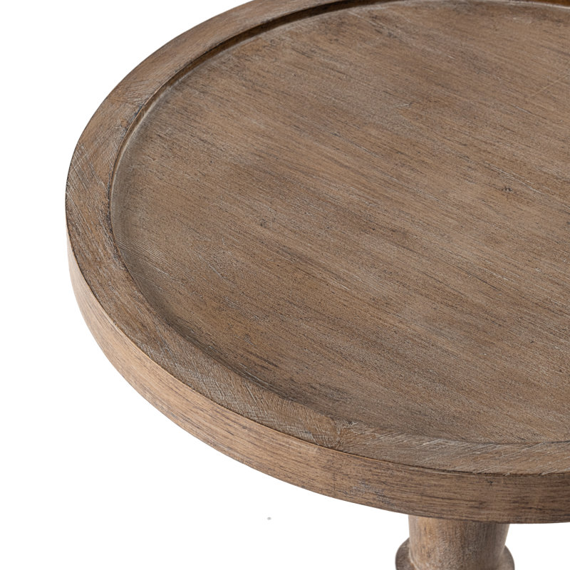 Farmhouse Rustic Distressed Wood Round Pedestal Drinking Table