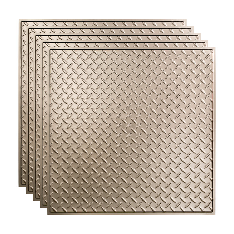 Panneau de plafond décoratif en vinyle 2 pi x 2 pi FASÄDE, Nickel brossé